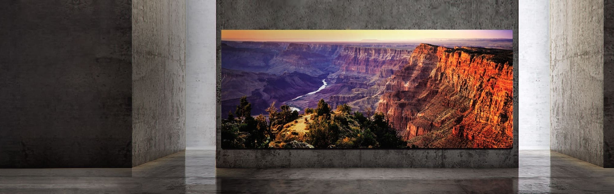 Samsung the Wall installed in stone lobby