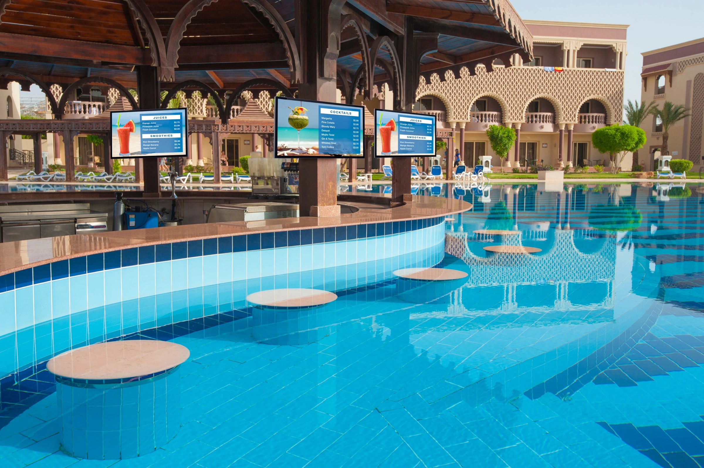 Peerless Displays in Outdoor Pool Setting