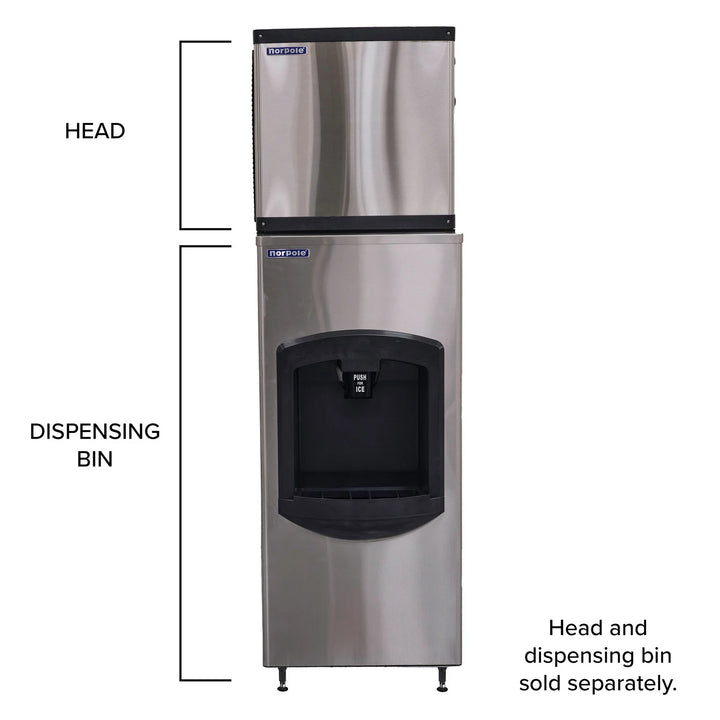 Norpole NPCIM350 350 lb. Ice Maker Head and Ice Dispensing Bin