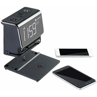 Kube KSE1/100-US Alarm Clock with 2 USB, Wireless Charging, Black, 1-Year Warranty