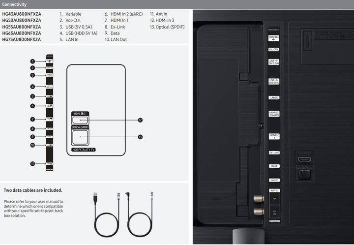Samsung 55AU800 55" UHD 4K Smart Hospitality TV Inputs
