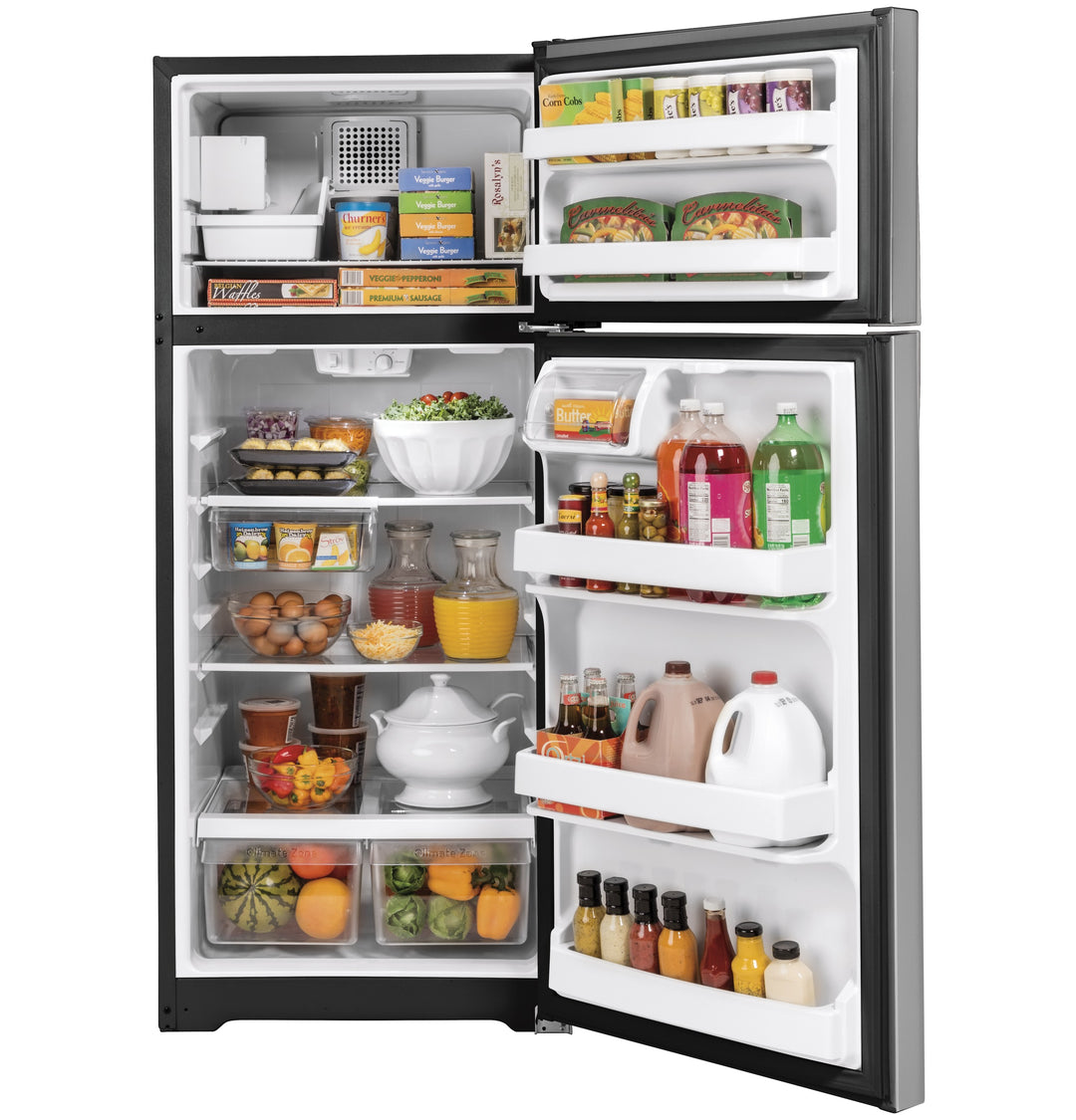 GE Appliances GIE18GSNRSS Top-Freezer Refrigerator 17.5 Cu. Ft with 1-Year Warranty