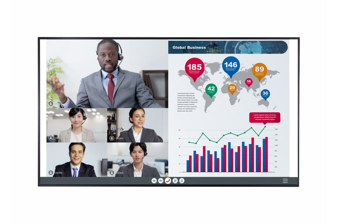 LG 86UH5F-H 86" Slim UHD IPS 4K Digital Signage Front View Screen on Content