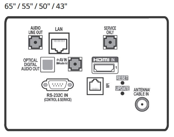 LG 65UT560H9 65" Hospitality 4K UHD LED TV Rear Inputs