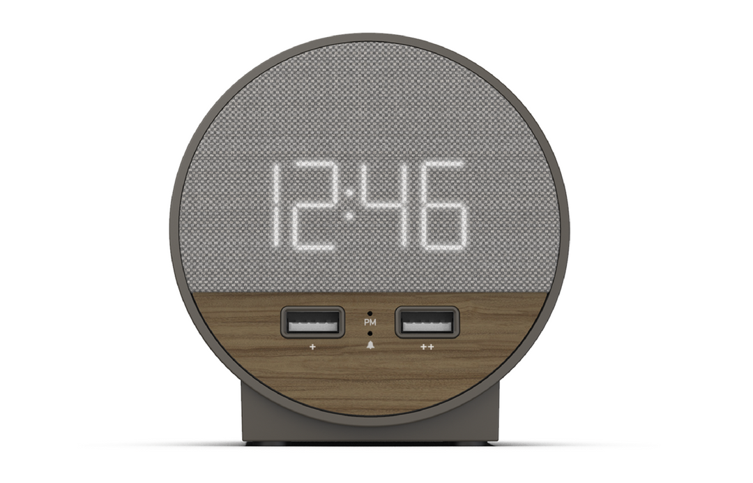 Nonstop Station O Alarm Clock with Walnut and Charcoal Weave
