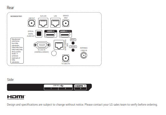 LG 55US670H9 55" Pro:Centric Smart Hospitality 4K UHD TV  Inputs