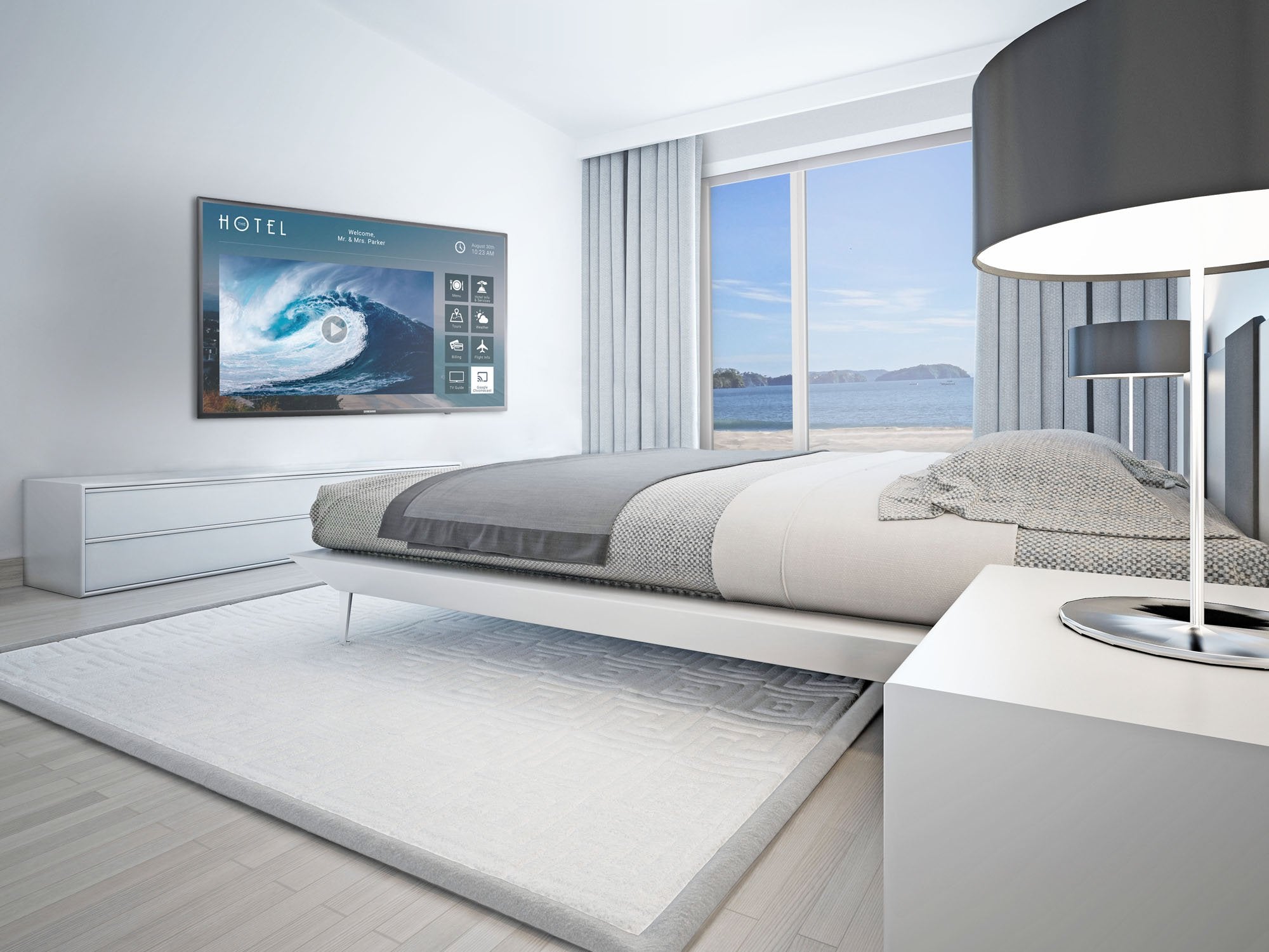 Samsung Television in a Modern Hotel Room