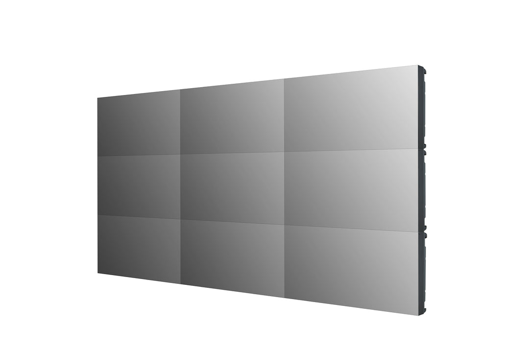 LG 55VSM5J 55" FHD 0.44mm Even Bezel Video Wall Tilted Left View 3 x 3