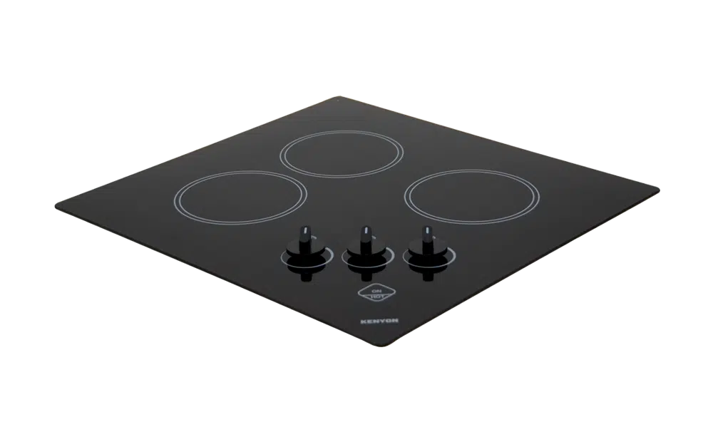 Kenyon B41608 Caribbean 3 Burner 120v Electric Cooktop in Black Glass and Knob controls