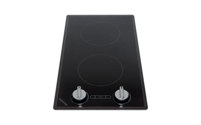 Kenyon B41710 Cortez 2 Burner Radiant 2 Burner Cooktop in Black Glass and Knob controls