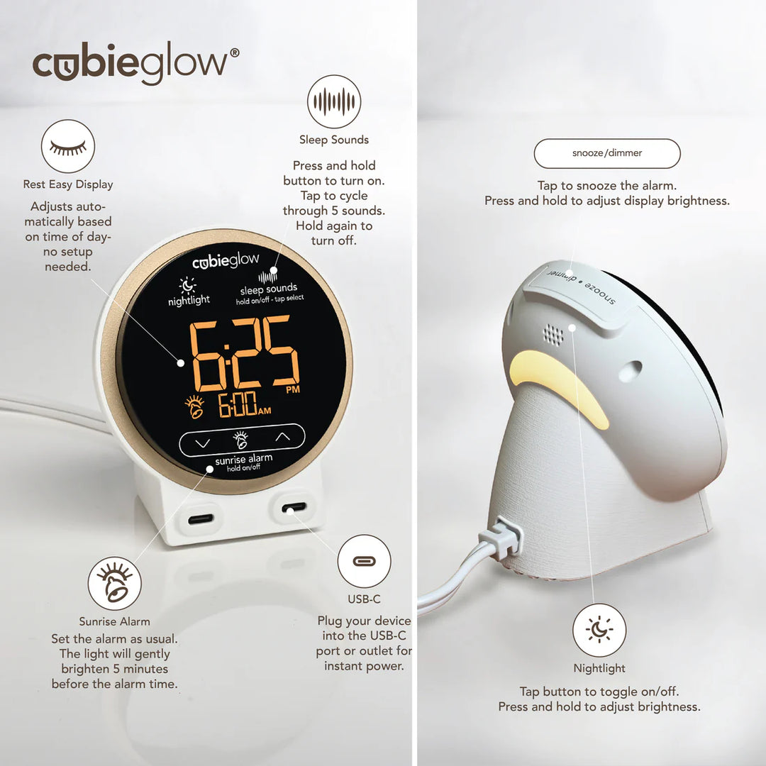 Brandstand CubieGlow Sunrise Alarm Clock with 2 USB-C Charging Ports and Nightlight