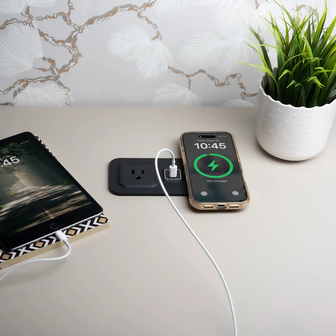 Brandstand BPEMD2P CubieMod Pro Recessed Flush Mount Wireless Charging Power Strip with Outlets and USB Ports 1-Year Warranty