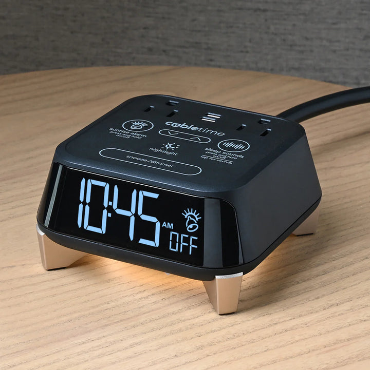 Brandstand CubieTime Zen Simple Single Alarm Clock with 2 USB-C Charging Ports and 2 100 Power Outlets