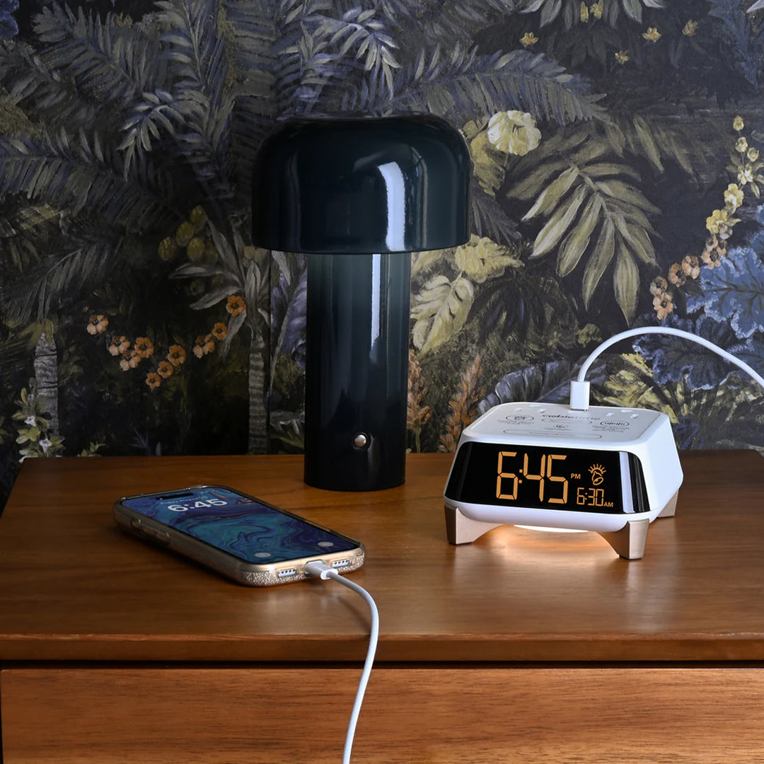 Brandstand CubieTime Zen Simple Single Alarm Clock with 2 USB-C Charging Ports and 2 100 Power Outlets