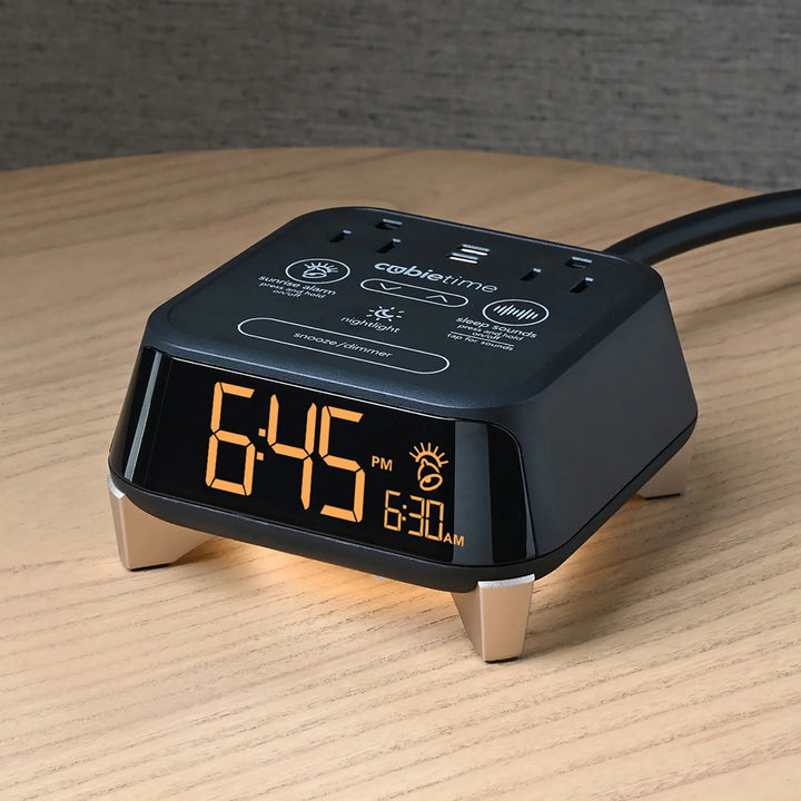 Brandstand CubieTime Zen Simple Single Alarm Clock with 2 USB-C Charging Ports and 2 100 Power Outlets