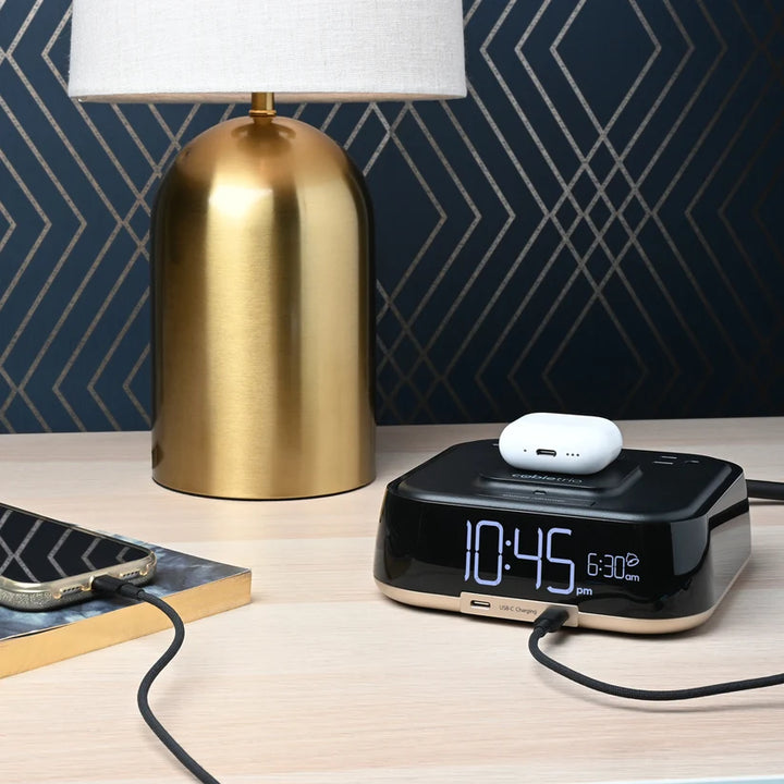 Brandstand BPETO CubieTrio Alarm Clock with 2 USB, Wireless Charging, 1-Year Warranty