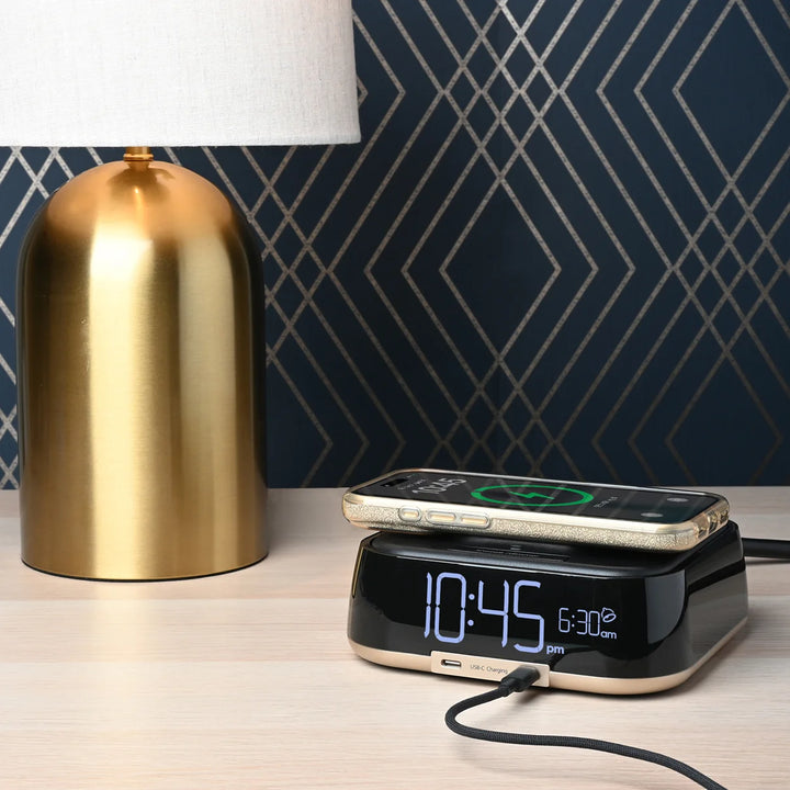 Brandstand BPETO CubieTrio Alarm Clock with 2 USB, Wireless Charging, 1-Year Warranty