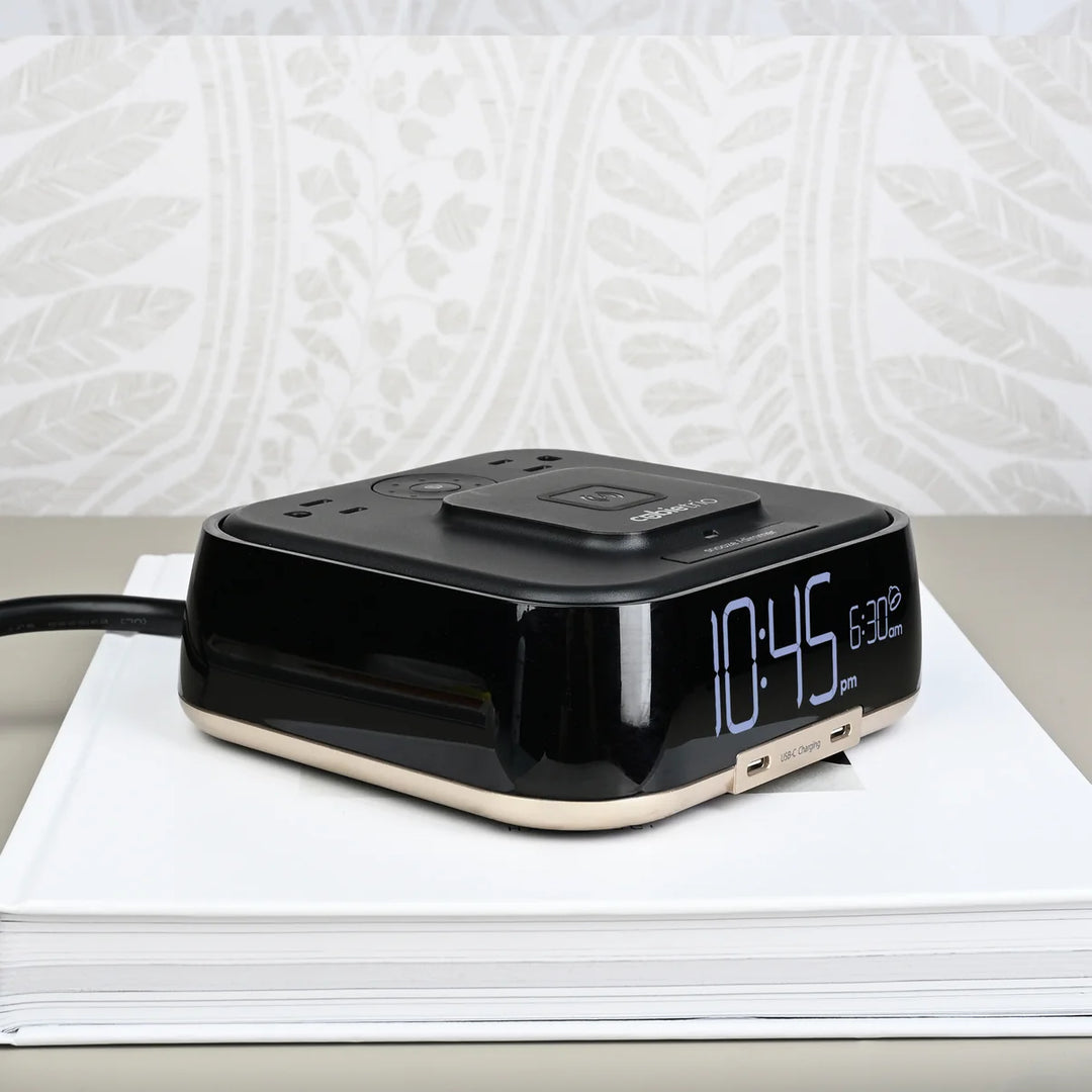 Brandstand BPETO CubieTrio Alarm Clock with 2 USB, Wireless Charging, 1-Year Warranty