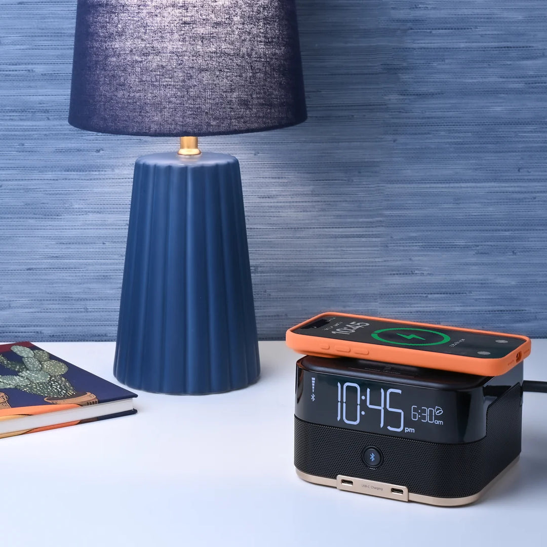 Brandstand BPETO2 CubieTrio+ Alarm Clock with 2 USB, Wireless Charging, 1-Year Warranty