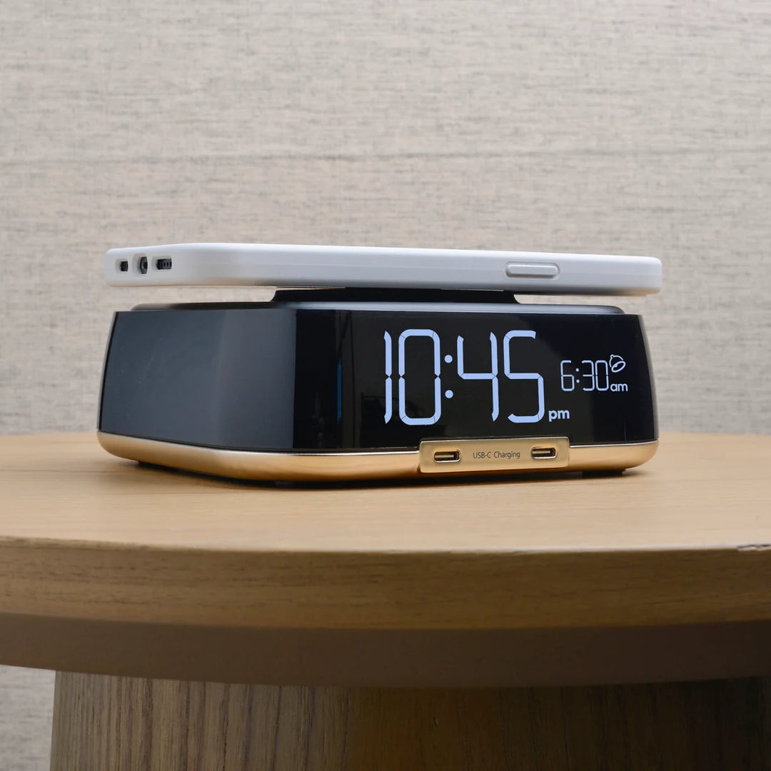 Brandstand BPETO CubieTrio Alarm Clock with 2 USB, Wireless Charging, 1-Year Warranty