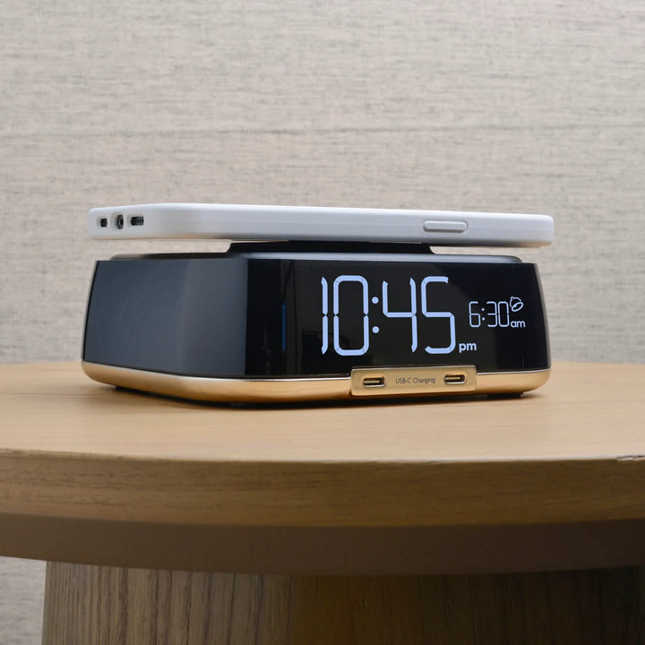 Brandstand BPETO CubieTrio Alarm Clock with 2 USB, Wireless Charging, 1-Year Warranty