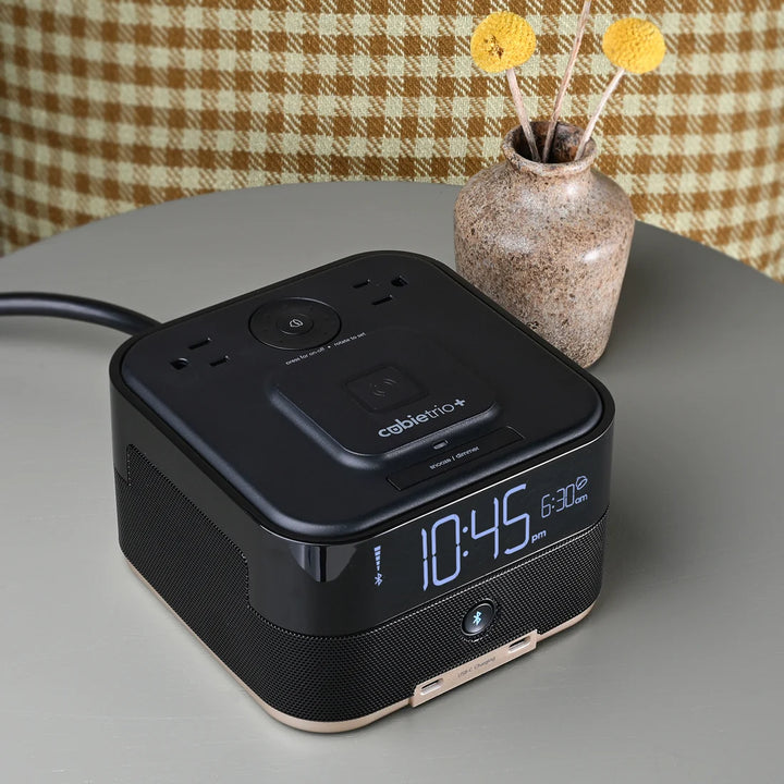 Brandstand BPETO2 CubieTrio+ Alarm Clock with 2 USB, Wireless Charging, 1-Year Warranty