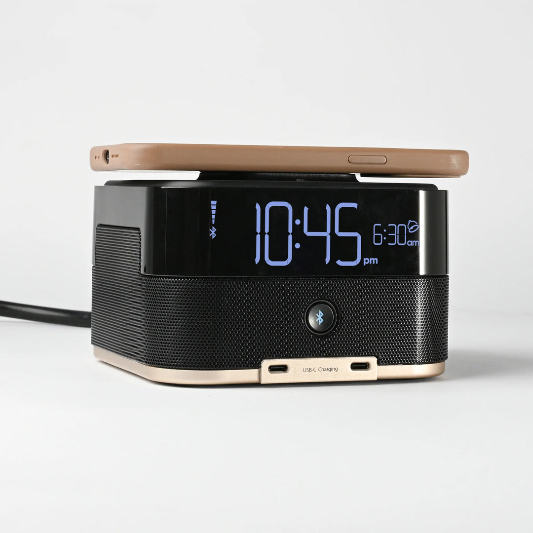 Brandstand BPETO2 CubieTrio+ Alarm Clock with 2 USB, Wireless Charging, 1-Year Warranty