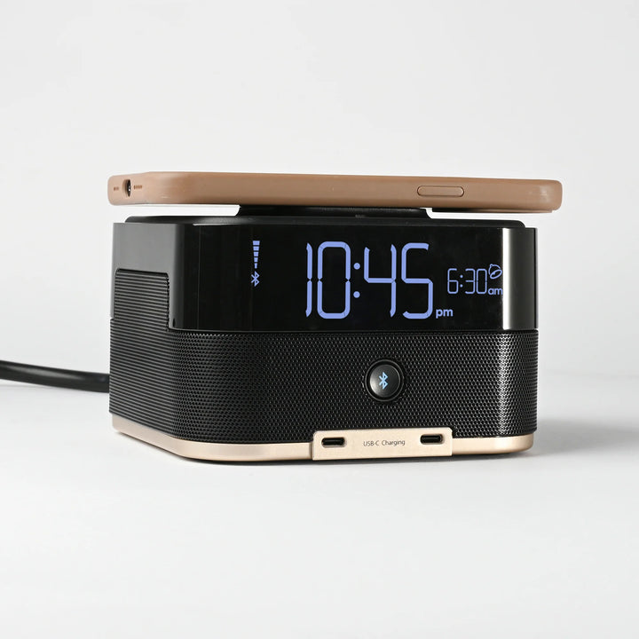 Brandstand BPETO2 CubieTrio+ Alarm Clock with 2 USB, Wireless Charging, 1-Year Warranty