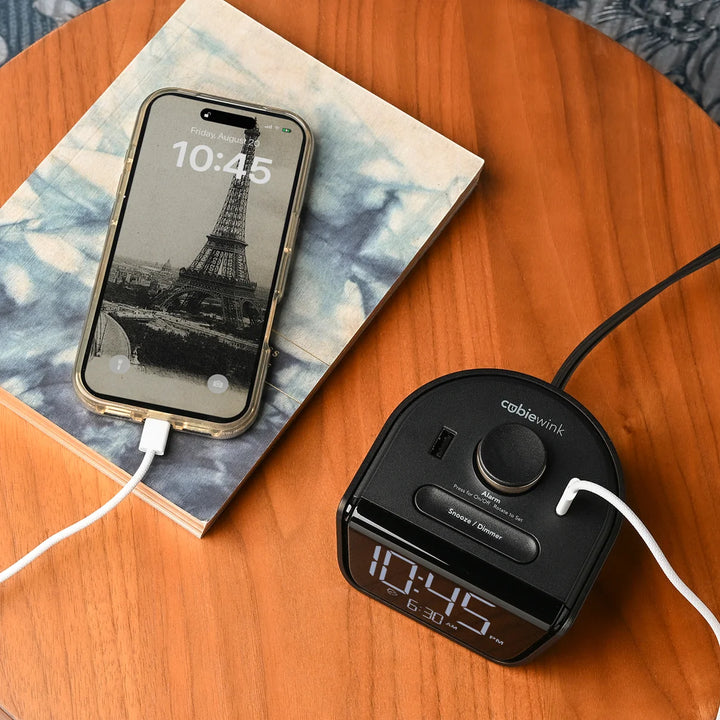 Brandstand BPECW CubieWink Alarm Clock with 2 USB, Battery Backup, 1-Year Warranty