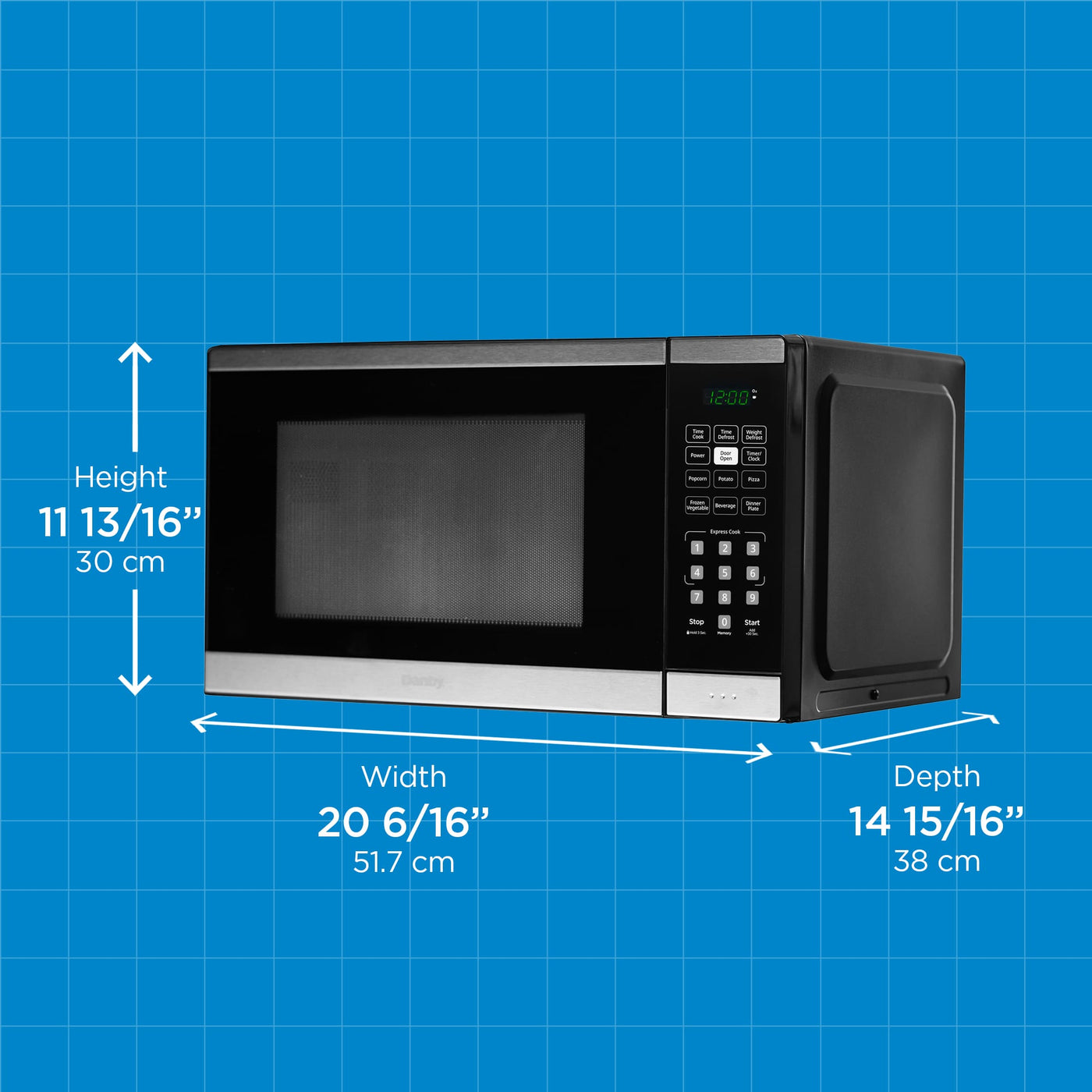 Danby DBMW1126BBS Countertop Microwave, 1.1 Cu. Ft., 900W, with 6 auto cook options and 1-Year Warranty in stainless steel