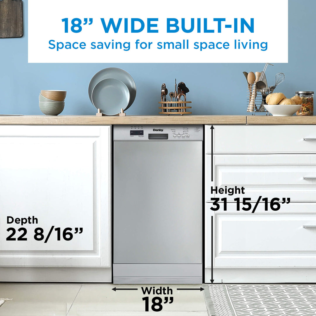 Danby DDW18D1ESS 18" Wide Built-in Dishwasher in Stainless Steel