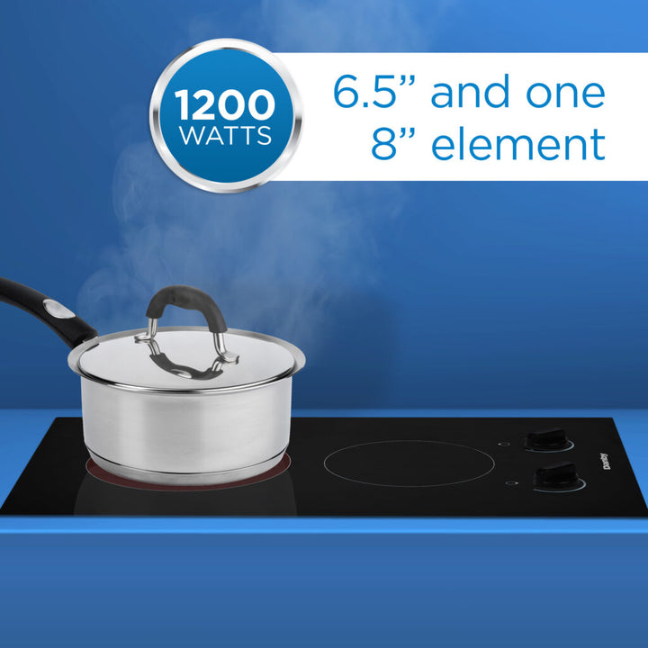 Danby DRC14A1BD 14″ Built-In Radiant 2 Burner Cooktop in Black for small spaces with 3 year warranty
