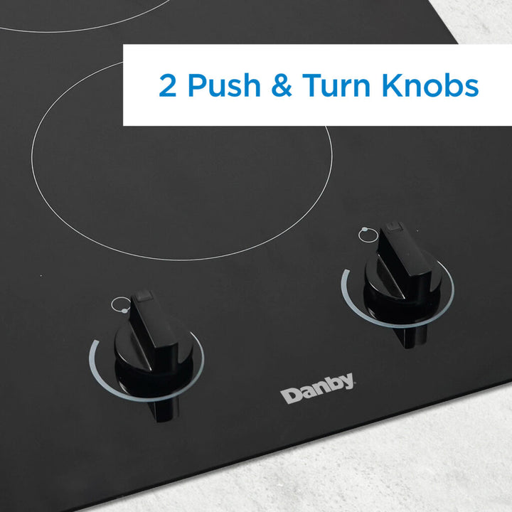 Danby DRC14A1BD 14″ Built-In Radiant 2 Burner Cooktop in Black for small spaces with 3 year warranty