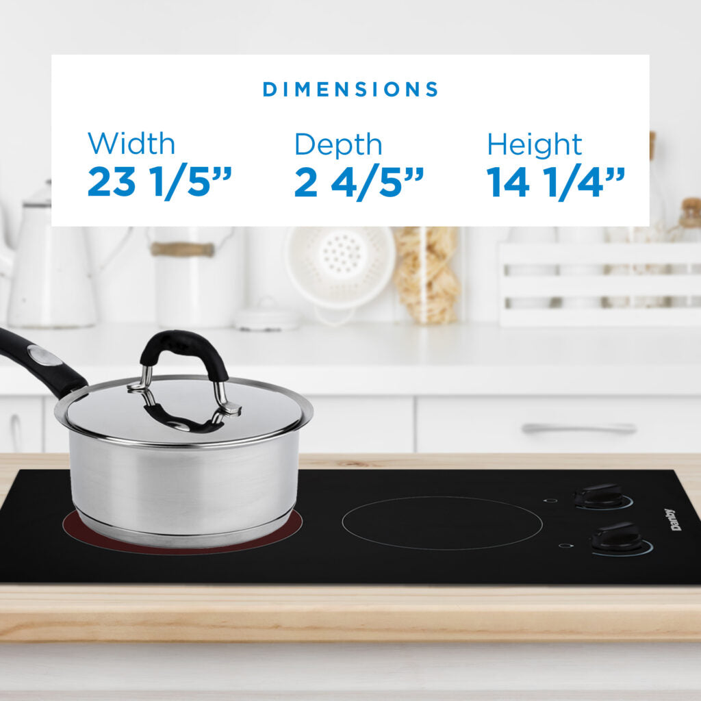 Danby DRC14A1BD 14″ Built-In Radiant 2 Burner Cooktop in Black for small spaces with 3 year warranty