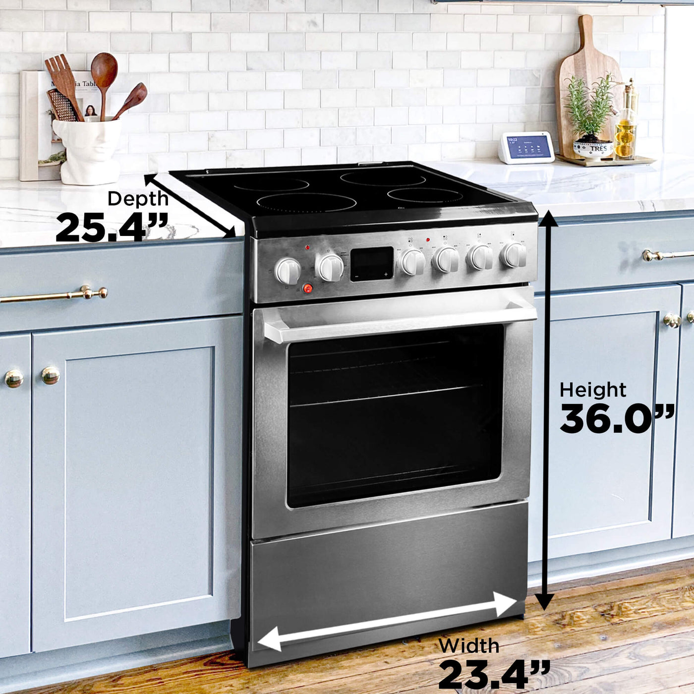 Danby DRCA240BSS 24-in TruAirFry Smooth top Slide-in Electric Range in Stainless Steel