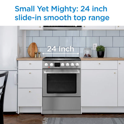 Danby DRCA240BSS 24-in TruAirFry Smooth top Slide-in Electric Range in Stainless Steel