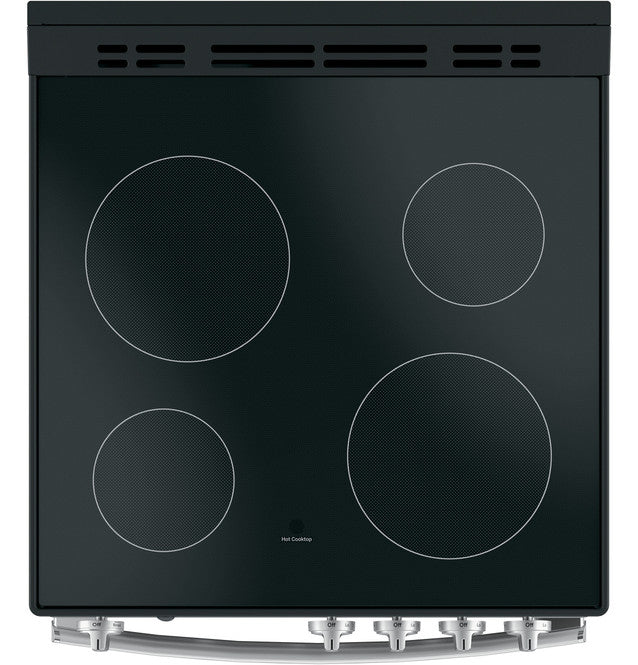 GE JAS640RMSS - 24" Free-Standing/Slide-in Front Control Range with Steam Clean, ceramic glass cooktop and large window