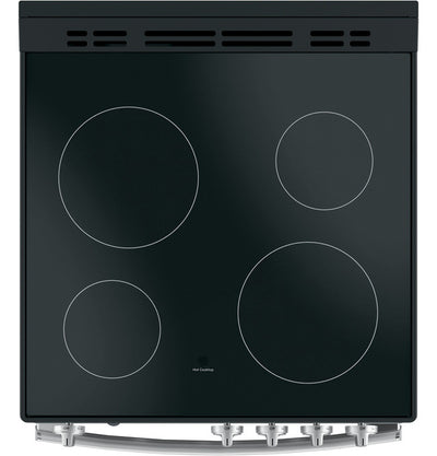 GE JAS640RMSS - 24" Free-Standing/Slide-in Front Control Range with Steam Clean, ceramic glass cooktop and large window