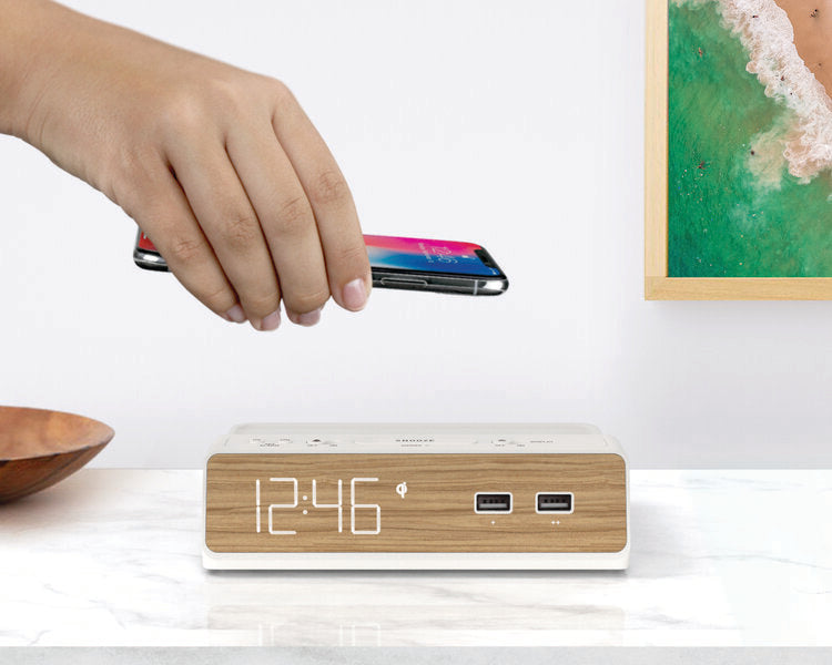 Nonstop NSW-WW Station W Alarm Clock with 2 USB, Wireless Charging, 1-Year Warranty
