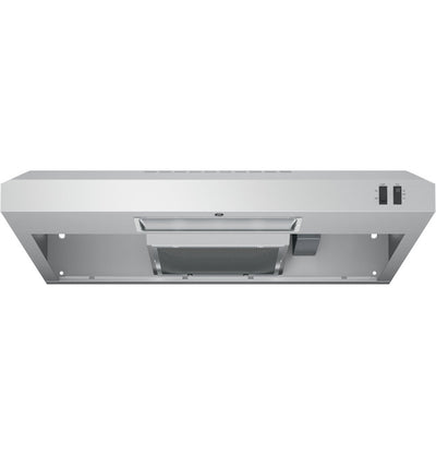 GE 30-Inch JVX3300SJSS convertible under-cabinet range hood with cooktop lighting, front control, stainless steel with 1-year warranty