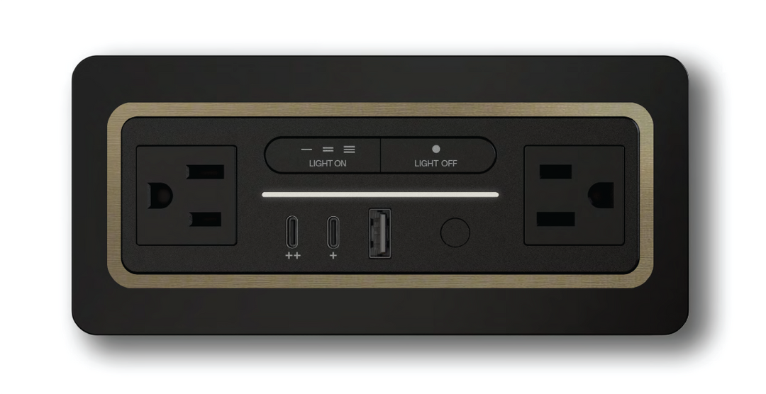 Nonstop Terminal 1 with built-in power &amp; lighting and USB-C + USB-A charging, and surge protection for hotels