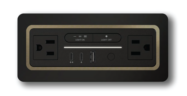 Nonstop Terminal 1 with built-in power &amp; lighting and USB-C + USB-A charging, and surge protection for hotels