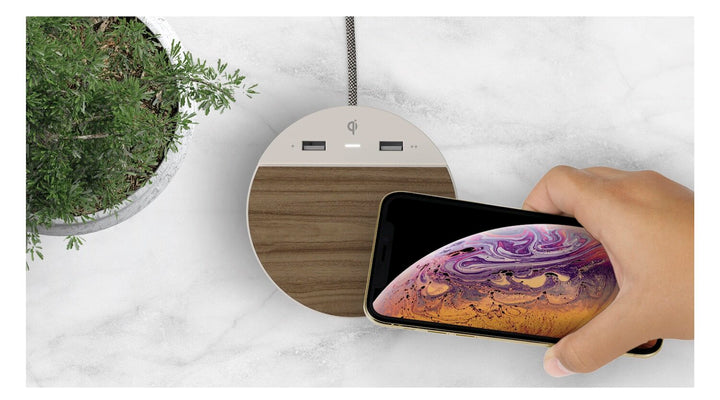 Nonstop NSC-WW Station C with 2 USB, Wireless Charging, Warm Walnut, 1-Year Warranty