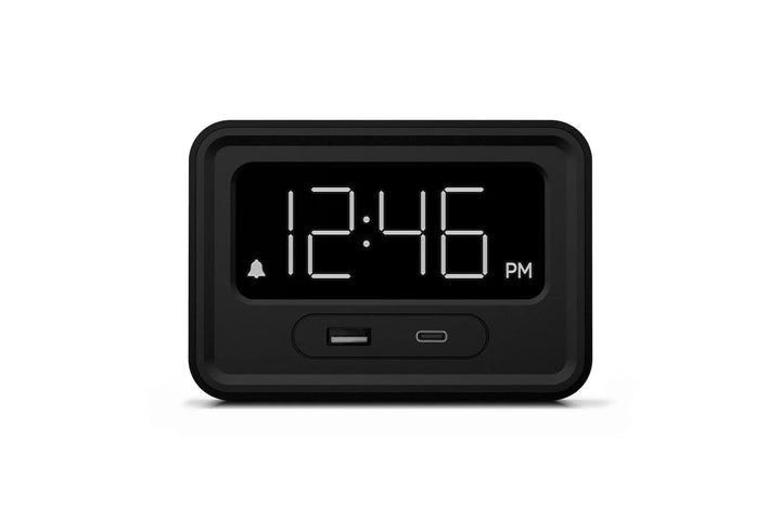 Nonstop NSE-BK Station E Alarm Clock with 2 USB, Black, with 1-Year Warranty