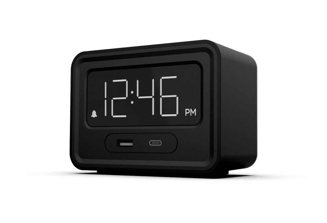 Nonstop NSE-BK Station E Alarm Clock with 2 USB, Black, with 1-Year Warranty