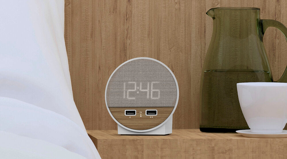 Nonstop NSO-WFL Station O Alarm Clock with 2 USB, Walnut Weave, 1-Year Warranty
