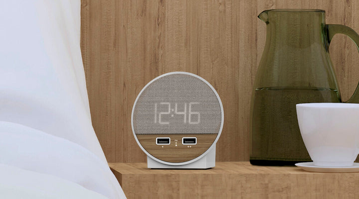 Nonstop NSO-WFL Station O Alarm Clock with 2 USB, Walnut Weave, 1-Year Warranty