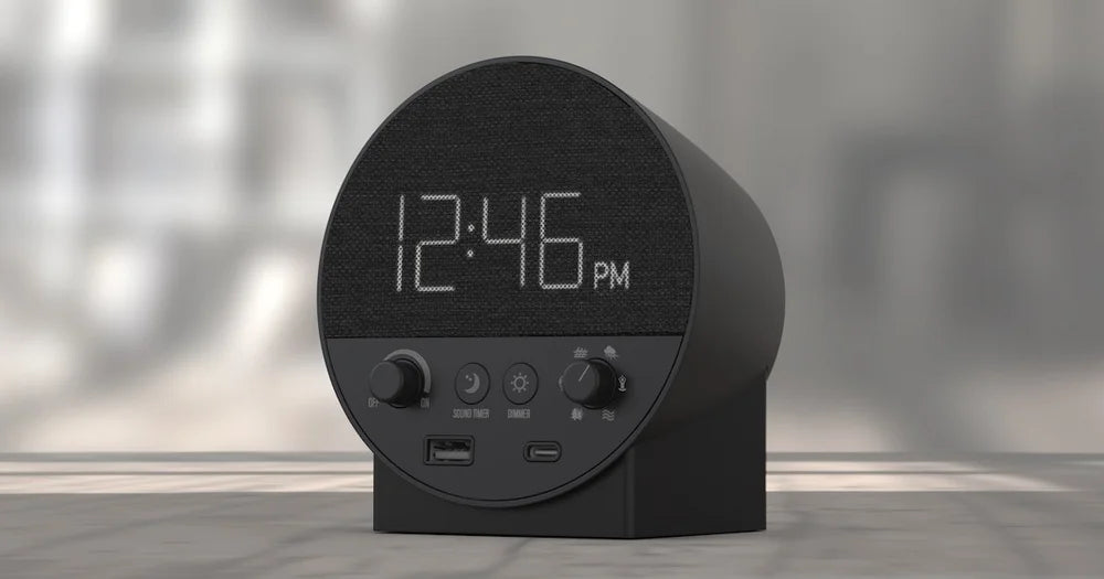 Nonstop Station R with 6 relaxation sounds and USB-C + USB-A charging, clock and gentlewake alarm