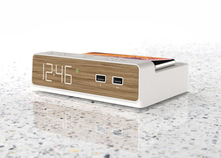 Nonstop NSW-WW Station W Alarm Clock with 2 USB, Wireless Charging, 1-Year Warranty