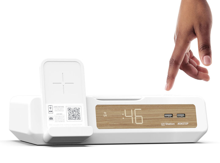 Nonstop NSUV-WW Clock with 2 USB, UV Sterilizing, Wireless Charging, 1-Year Warranty